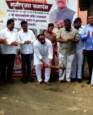 वाळेण येथील वाघजाई मंदिर सभा मंडपाच्या कामाचे भूमिपूजन