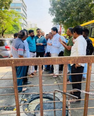 हरिलीला सोसायटी येथील ड्रेनेज लाईनची सहाय्यक आयुक्तांनी केली पाहणी मंगळवार पासून काम सुरू करणार