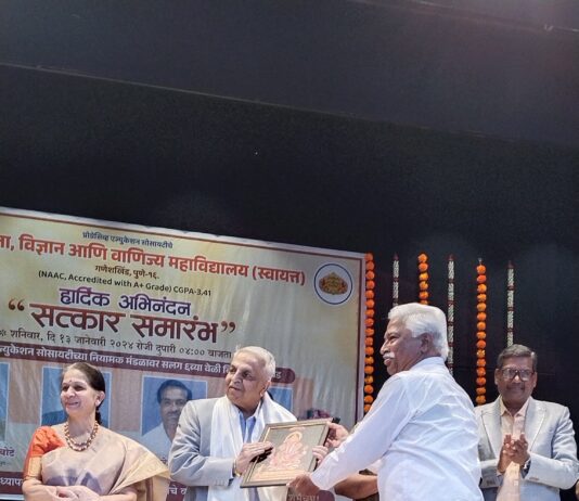 महाविद्यालयाची व्हर्टिकल वाढ करण्याचा मानस आहे : संस्थेचे कार्यवाह मा डाॅ गजानन र. एकबोटे