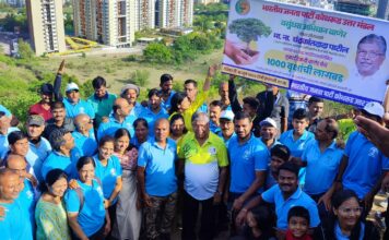 आमदार चंद्रकांत पाटील यांच्या वाढदिवसानिमित्त वसुंधरा अभियान बाणेर संस्थेच्या माध्यमातून एक हजार झाडांचे वृक्षारोपण