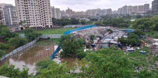 किर्ती एलिगंटच्या दक्षिण बाजूस बेकायदेशीरपणे कचरा, बांधकामाचा राडारोडा ; रहिवाशांच्या आरोग्य व सुरक्षिततेचा प्रश्न ऐरणीवर