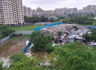 किर्ती एलिगंटच्या दक्षिण बाजूस बेकायदेशीरपणे कचरा, बांधकामाचा राडारोडा ; रहिवाशांच्या आरोग्य व सुरक्षिततेचा प्रश्न ऐरणीवर